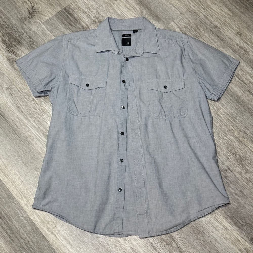 J Ferrar Shirt Men Large Short Sleeve Button Up Lightweight Outdoor 16 Slim Gray